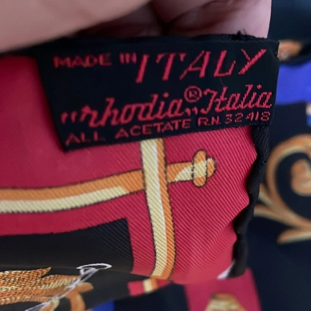 Black and Red Silk Scarf with Gold Accents